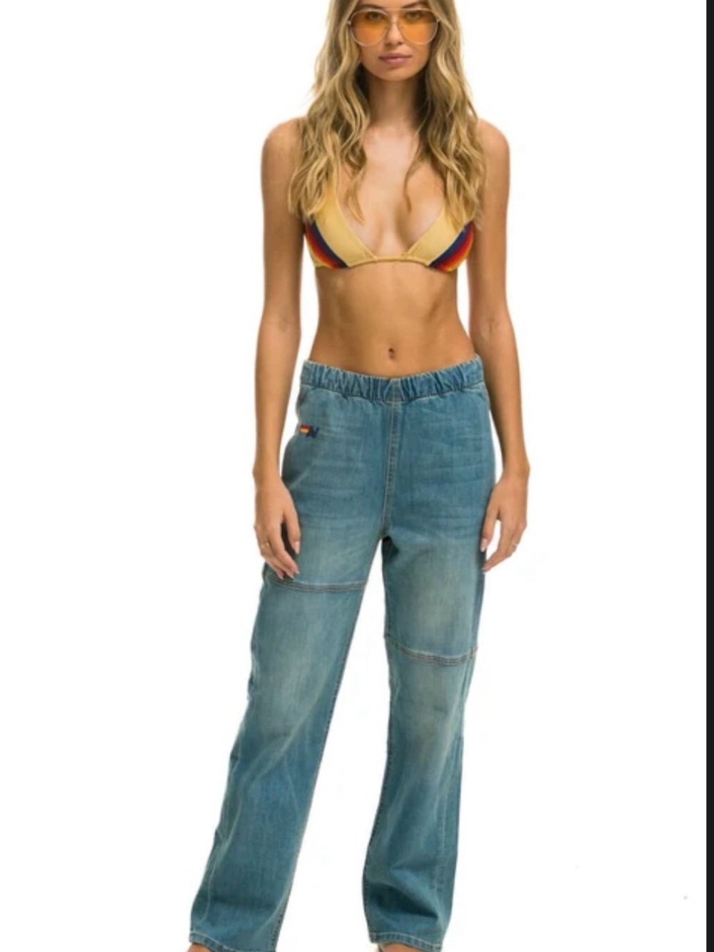 Aviator Nation High-Rise Relaxed Fit Blue Women's Jeans